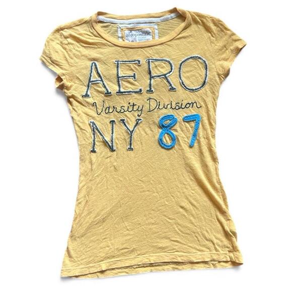 Aeropostale yellow embroidered y2k tee - Picture 1 of 4
